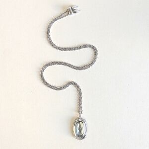 Kendra Scott Anna Gray Apatite Pendant Long Chain Necklace Cubic Zirconia Accent